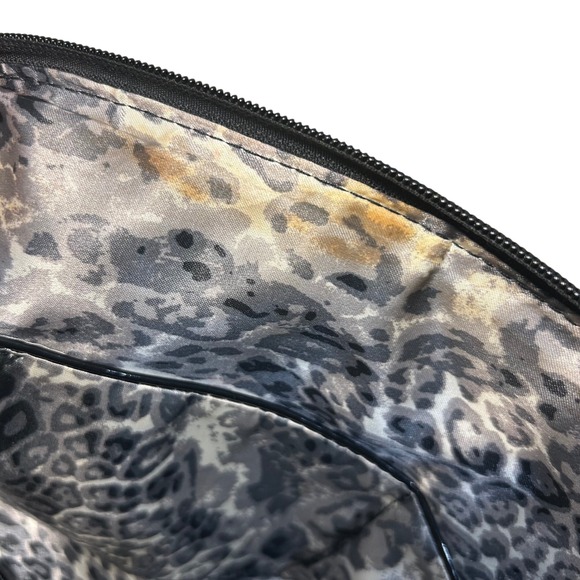 Galian Handbag Satchel Purse Magazine Collage Black Patent Leather Trim - Picture 7 of 8